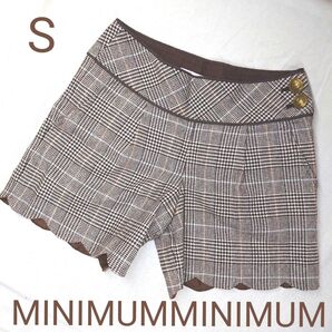 MINIMUMミニマム チェック柄 スカラップヘム キュロットパンツ S