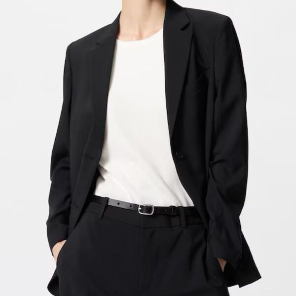 【新品タグ付】UNIQLO ユニクロ 感動ジャケットリラックスフィット ブラックXL レディース