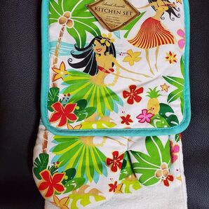 ISLAND HERITAGE ●オーブンミトン(鍋つかみ)● 鍋敷き●キッチンタオルの3点セット【アイランド フラ ハニーズ 】