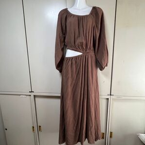 to the sea トゥーザシー 麻混大人ワンピース ウエストゴムデザイン