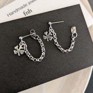 オールステンレスピアス クローバーピアス ロロチェーン フープピアス