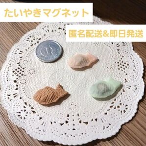 たい焼きマグネット 3点セット ハンドメイド 樹脂粘土 パーツ デコ