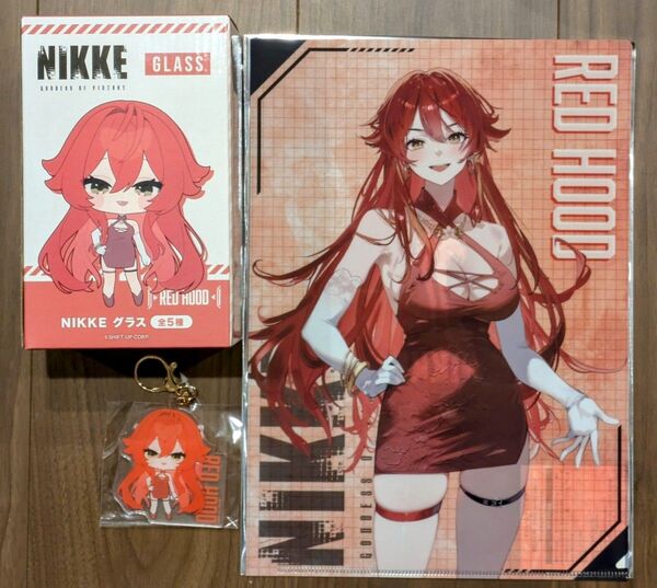 NIKKE ニケ レッドフード グラス クリアファイル アクリルキーホルダー3点セット タイトー限定