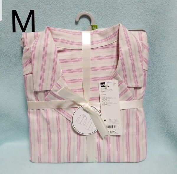 新品☆M/ストライプパジャマ(長袖&ロングパンツ)ピンク☆GU