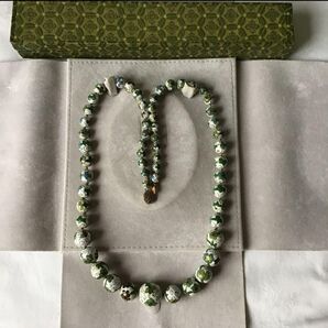 アンティーク七宝焼きネックレス ロングネックレス 大粒 ケ33