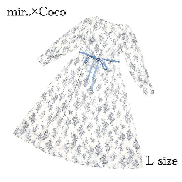 mir. .X Coco☆しまむら コラボ 花柄プリントワンピース Lサイズ オンライン限定 ホワイト リボン