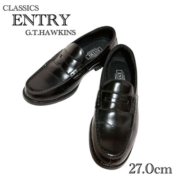 ☆美品☆ENTRY G .T.HAWKINS まじ軽ローファー 黒 27cm ローファー ブラック メンズ ジーティーホーキンス