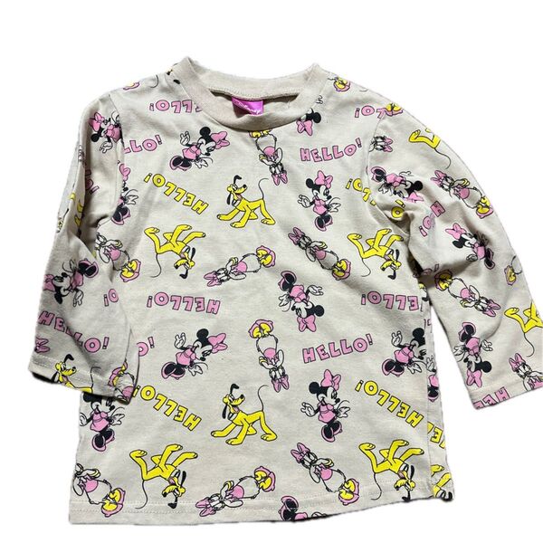Disney ミニーマウス プルート 総柄 長袖Tシャツ