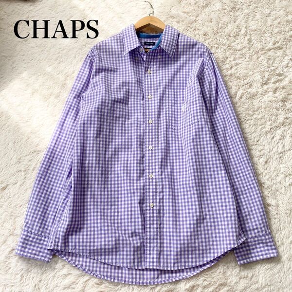 【CHAPS】ボタンダウンシャツ ギンガムチェック ロゴ刺繍 春色 M