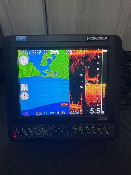 ホンデックス GPS魚探 HE-840-Bo 107kHz+ワイドスキャン+400kHz、振動子切替BOX リモコン付き