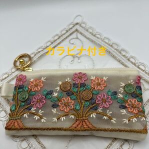 インド刺繍リボン ミニポーチ