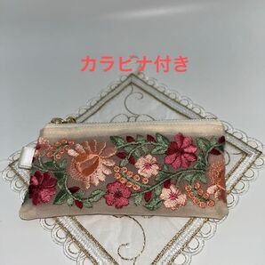 インド刺繍リボン ミニポーチ