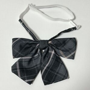 制服リボン チェック柄 グレー 学生服