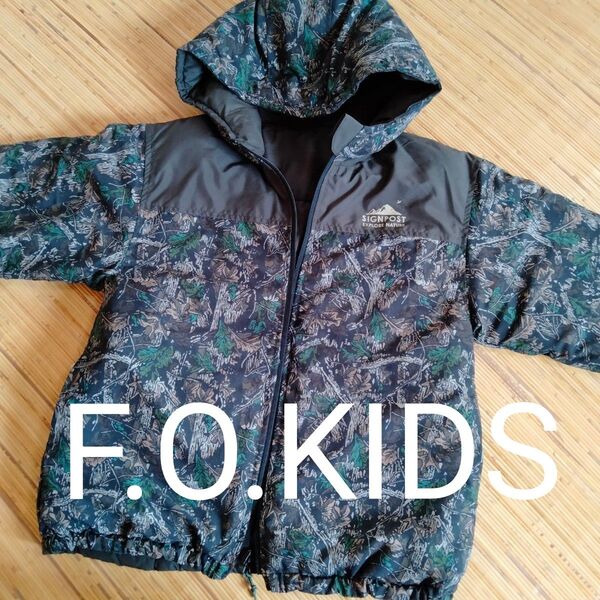 ■タイムセール■F.O.KIDS リバーシブルジャンパー 迷彩風 グレー 無地 男の子 女の子 中綿入り 150