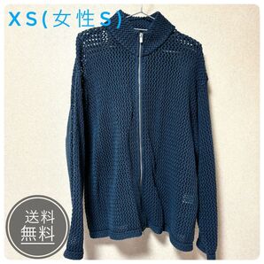再販無し 完売品 試着のみ【CLEL】メッシュドライバーズニット ネイビー ダブルジップ