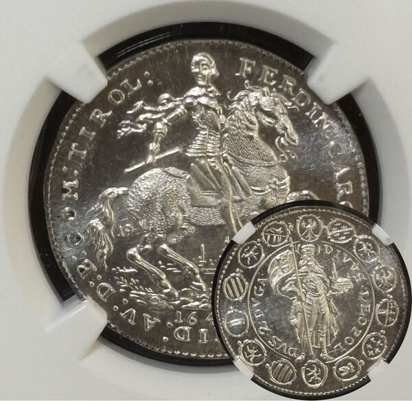 1963年 オーストリア フェルディナント3世 レオポルド3世 2ダカット銀貨 MS67 NGC アンティークコイン