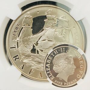【準最高鑑定16枚】2005年 イギリス トラファルガーの海鮮 5ポンド銀貨 PF69 ウルトラカメオ NGC アンティークコイン