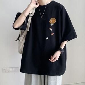 メンズ 猫 ネコ ワンポイント 半袖 Tシャツ カジュアル トップス 黒 ブラック