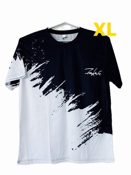 メンズ Tシャツ XLサイズ 黒白 プリント