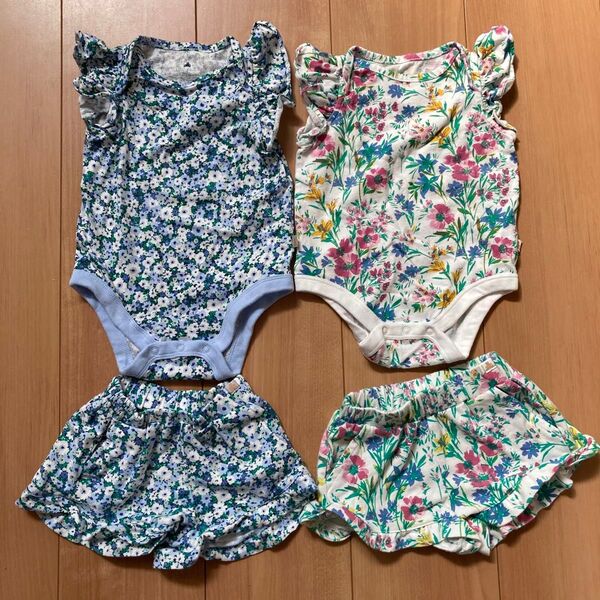 babygap 花柄 ロンパース&ショートパンツセット 3-6month