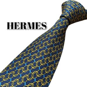 ★HERMES★ メルメス ネイビー系 総柄 フランス製