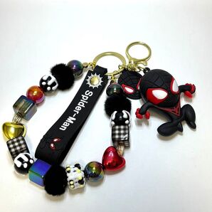#21 ハンドメイド ビーズストラップ スパイダーマン