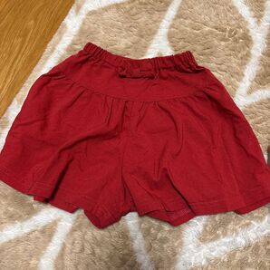 ショートパンツ 赤 リボン付き 90