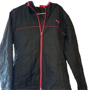 PUMA 中綿ジャケット レディース ブラック×ピンク