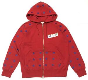 XLARGE エクストララージ星柄 ジップパーカー 新品 デッドストック 赤 レッド ラグラン ロゴ 完売品 APE エイプ