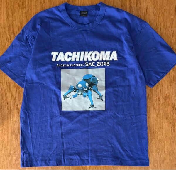 美品 GU 攻殻機動隊 ビッグTシャツ 5分袖 タチコマ 紫 ブルー XL SAC_2045