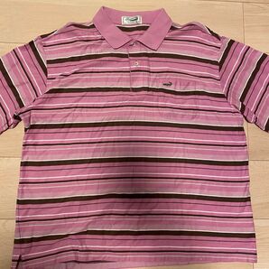 ★大きいサイズ★LACOSTE ラコステ ポロシャツ 半袖 2Lサイズ ボーダー トップス 古着 ゴルフ
