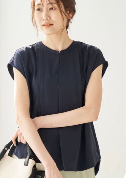 フロントホックあきフレンチ ブラウス ロペピクニック ネイビー