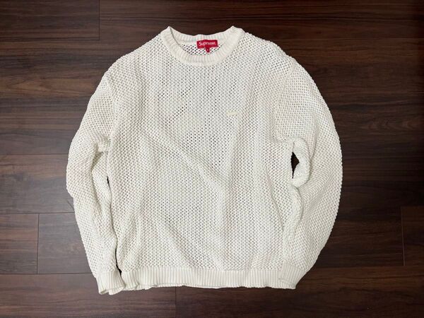 supreme Open Knit Small Box Sweater M 白