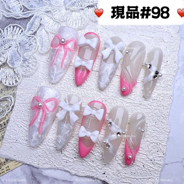 98ネイルチップ 量産型サブカル地雷系チークかわいい韓国現品ネイルチップつけ爪ギャルサブカル地雷推しネイル現品y2k痛ネイル