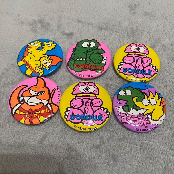 ゴジランド 缶バッジ 昭和レトロ 6個セット 1984年製 東宝