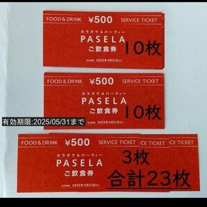 カラオケ&パーティPASELA(パセラ) ご飲食券 11,500円分(500円×23枚)