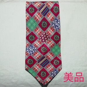【USED極美品/レアデザイン】ネクタイ パッチワークプリント クレイジーパターン アートワーク