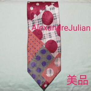 【USED極美品/レア】ネクタイ アレキサンダージュリアン Alexander Julian パッチワーク柄
