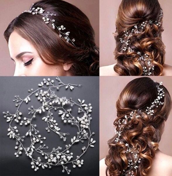 ヘッドドレス ブライダル ヘアアクセ ワイヤー 髪飾り パール シルバー 結婚式 ヘアアクセサリー 成人式 卒業式 ウエディング