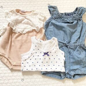 女の子ベビー服 ロンパース 半袖 まとめ売り 70