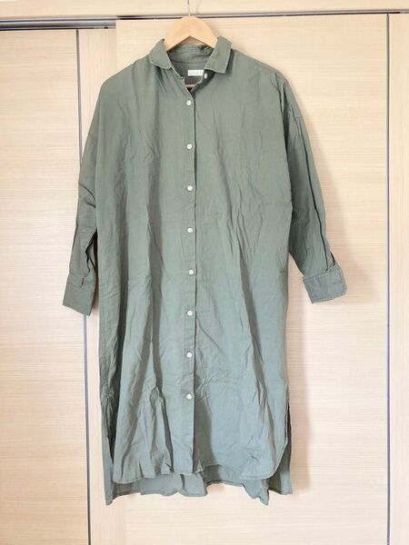 earth music&ecology シャツワンピース カーキグリーン ロングワンピース F