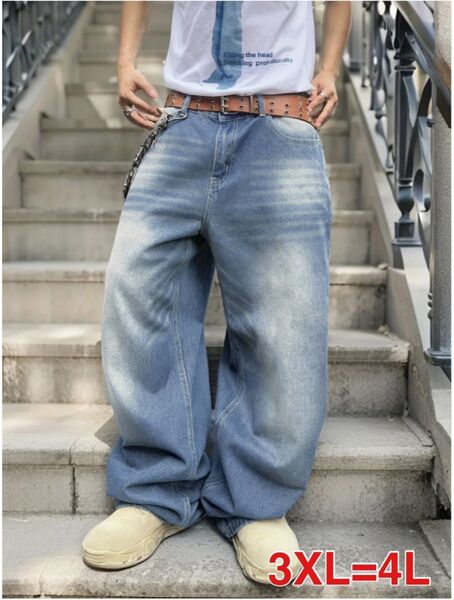 バギーデニム manes jaded london bigboy 似 M L パンツ ワイドパンツ ジーンズ ゆったり 加工デニム
