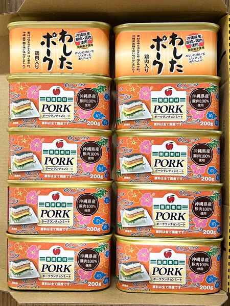 【沖縄限定】わしたポーク 2缶 コープポーク8缶