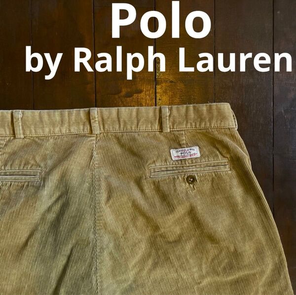 希少デザイン!!【Polo Ralph Lauren】上質コーデュロイパンツ ベージュ XL相当 ワイドシルエット