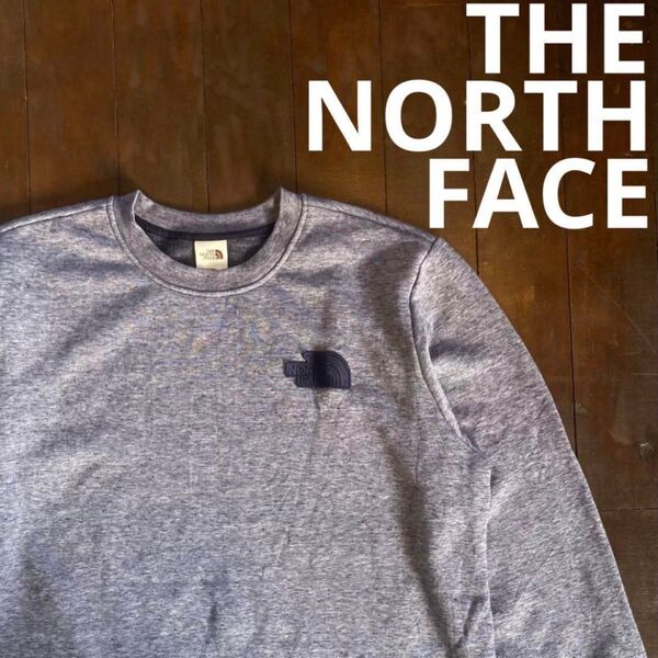 大人気!!【THE NORTH FACE ノースフェイス】スウェット トレーナー 杢グレー 刺繍ワッペンロゴ 美品