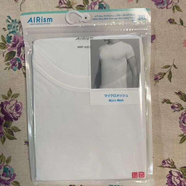ユニクロ 半袖 AIRism UNIQLO エアリズム MEN ホワイト クルーネックT マイクロメッシュ 3XL