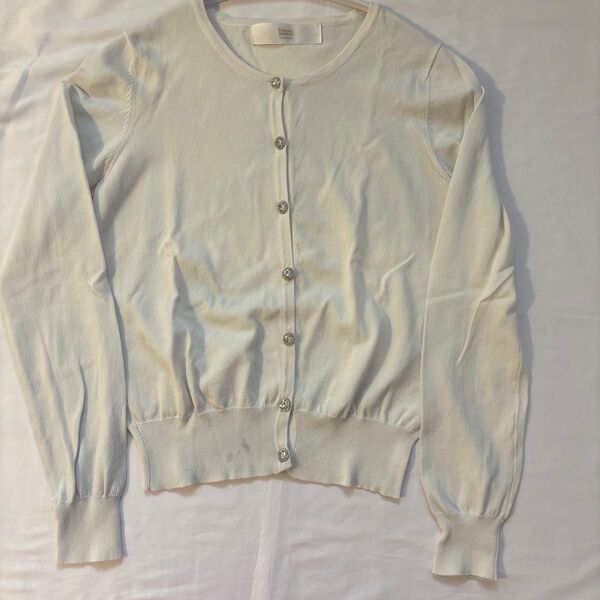 tocco closet カーディガン ビジューボタン 薄手 ホワイト M
