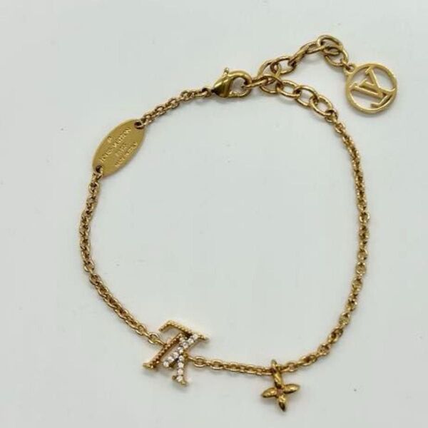 美品 LOUIS VUITTON ブレスレット M00587 ゴールド フラワーモチーフ ヴィトン 保存袋付