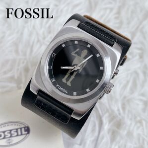 FOSSIL BIG TIC ロボット レザー 腕時計 Y2K クォーツ
