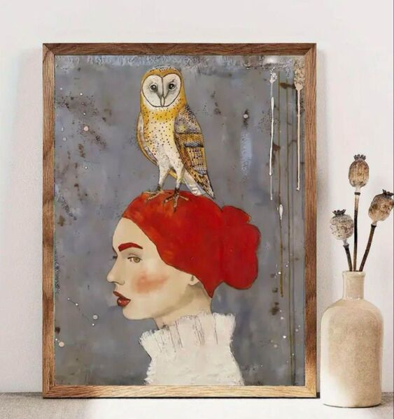 シックなフクロウのキャンバスアート 30×40
